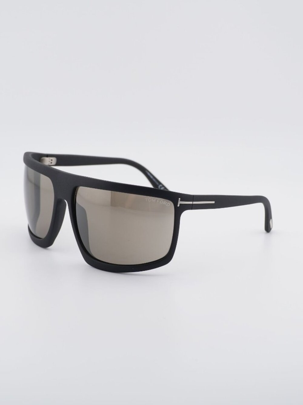 Tom Ford Clint-02 FT1066 02L Sunglasses Black Shield Frame, Roviex Mirror Lenses